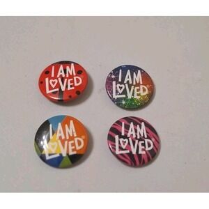 Lot of 4 I Am Loved Helzberg Diamonds Small 1" Button Pinback  Badge Collectible